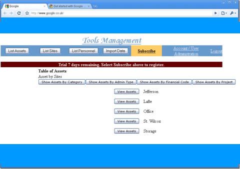 web-based inventory management jobsite