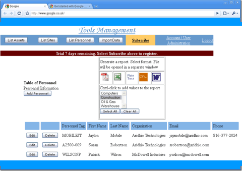 web-based inventory management assigned to